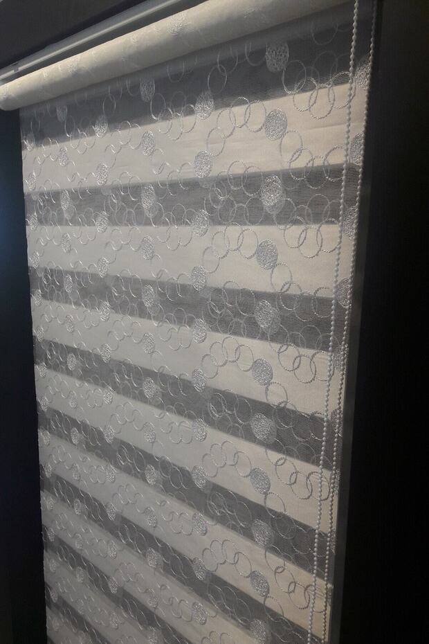 Işlemeli Zebra Perde Krem - 6