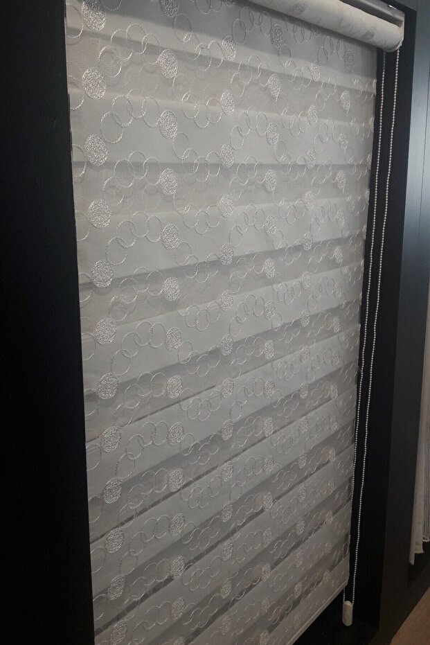 Işlemeli Zebra Perde Krem - 8