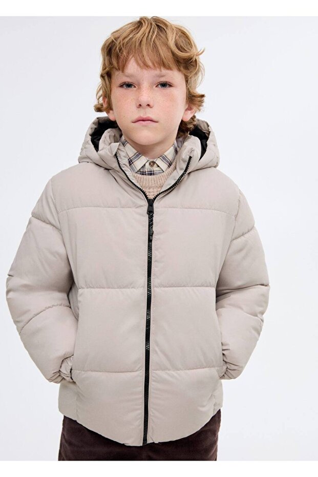 Kapüşonlu kapitone anorak - 1