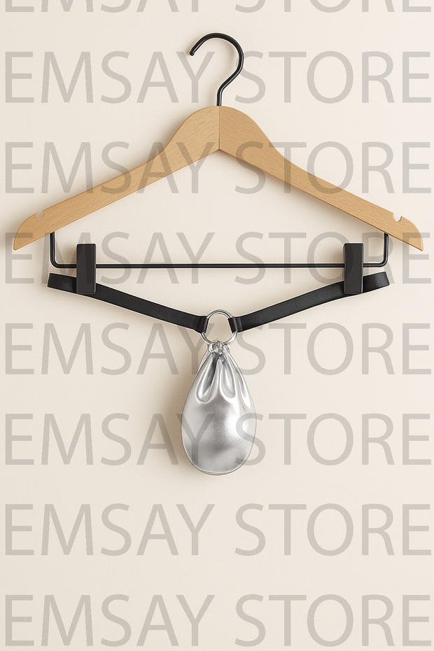 G-string Serisi Orijinal Lame Kumaş Halkalı Erkek Slip- String- Gümüş - 1