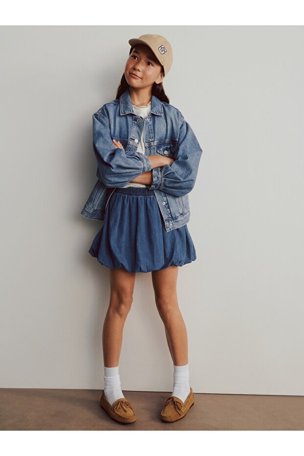 Kız Çocuk Mavi Kids Denim Bubble Şort - 2