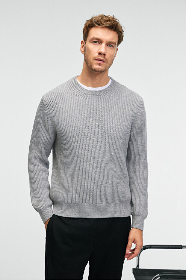 CABLIN Erkek Yuvarlak Yaka Regular Fit Triko Grimelanj Kazak - 1