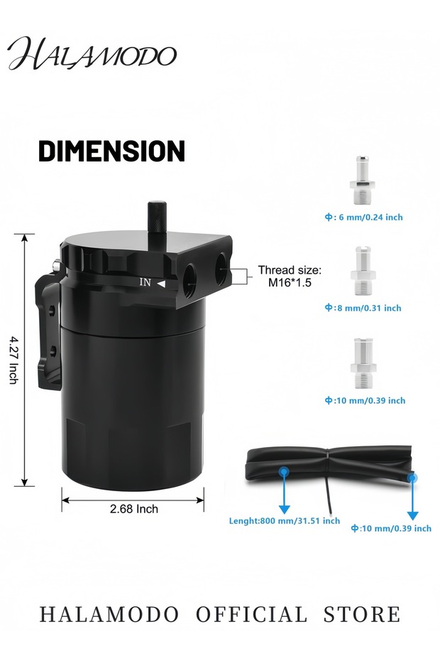 Engine Baffled Oil Catch Can Tank - 7