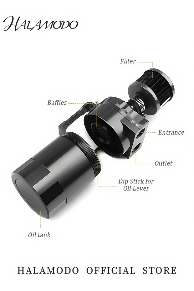 Engine Baffled Oil Catch Can Tank - 3