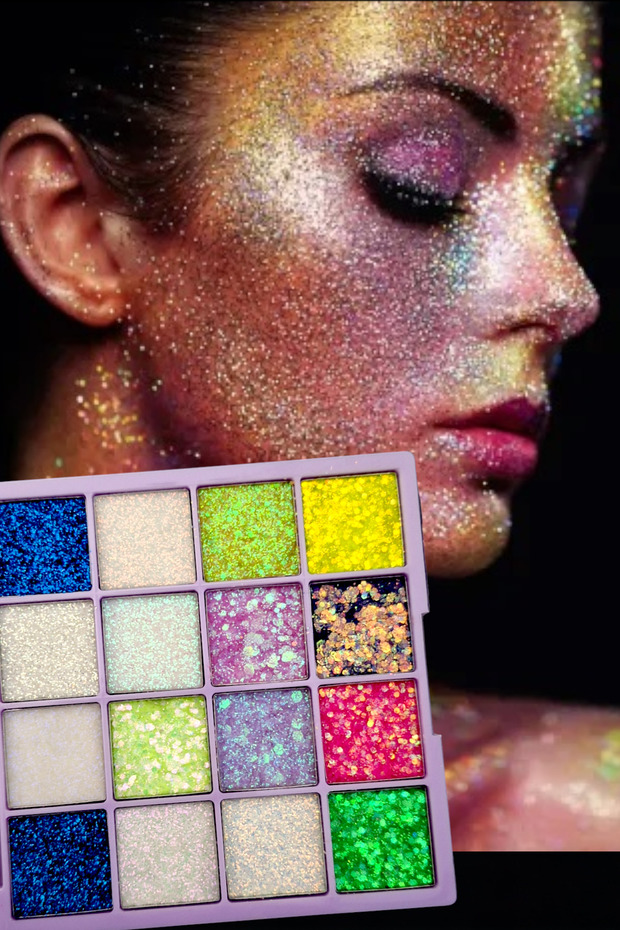 Glitter Palette - For Face and Body - Includes a Free Eyeliner