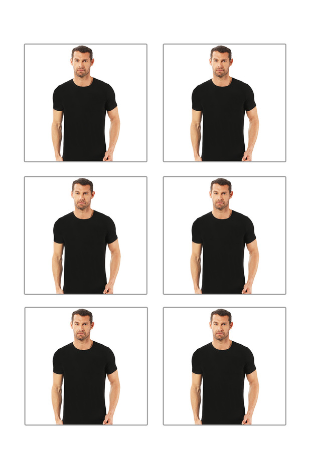 Özkan 0265 6-Pack Men's 95% Cotton Closed Crew Neck Half Sleeve Undershirt T-Shirt