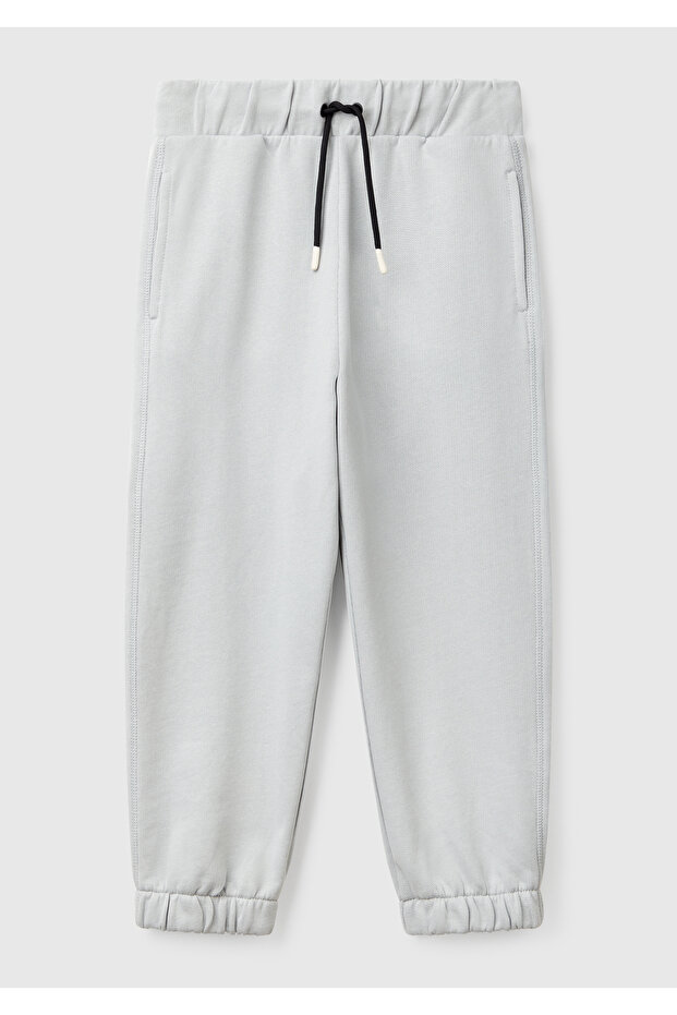 Boy's Gray Melange Back Pocket Logo Jogger Tracksuit