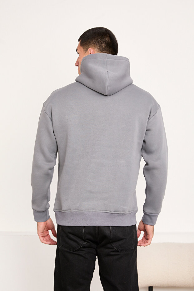 Kapüşonlu Basic Oversize Erkek Sweatshirt - 5