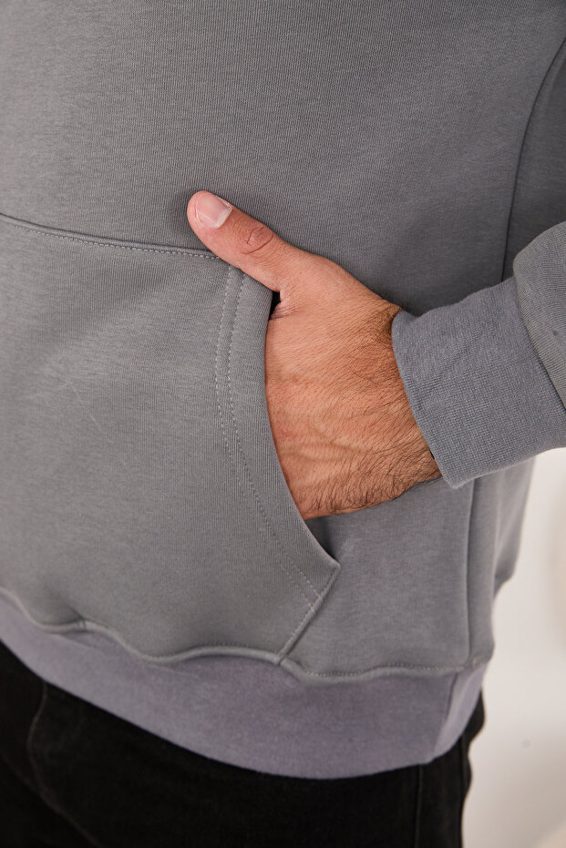 Kapüşonlu Basic Oversize Erkek Sweatshirt - 7