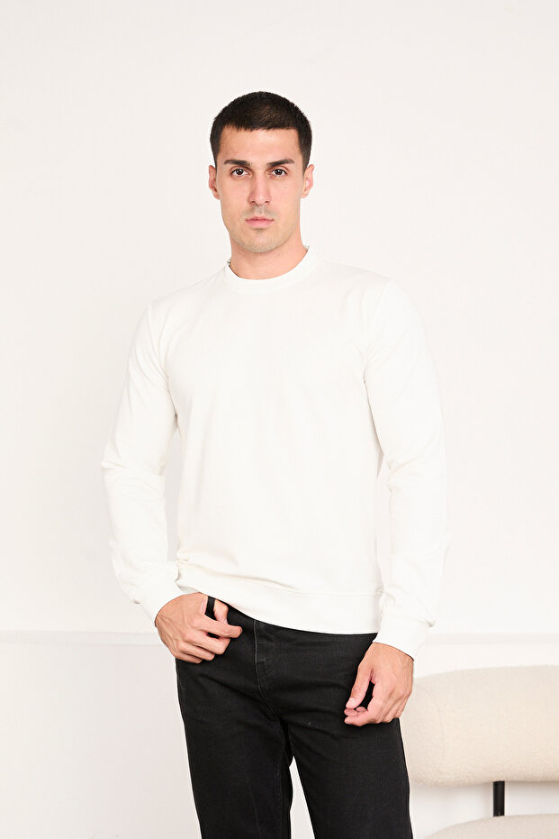 Erkek Basic Uzun Kollu Düz Sweatshirt