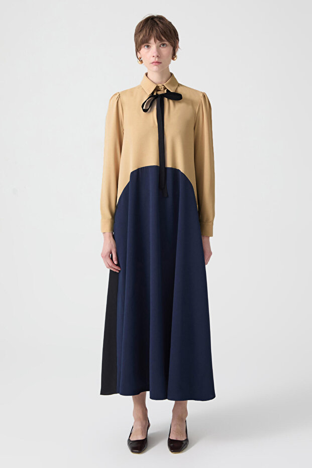 Farbblock-Kreppkleid - 2