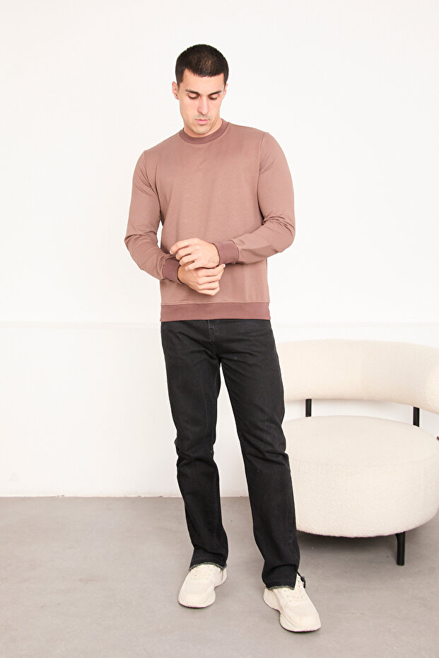 Erkek Basic Uzun Kollu Düz Sweatshirt - 4