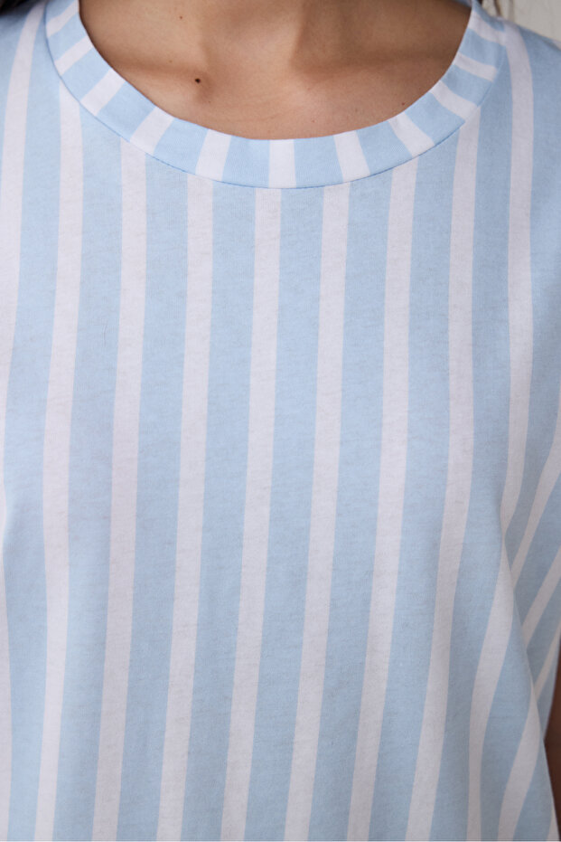 Blue Striped Açık Mavi Gecelik - 2