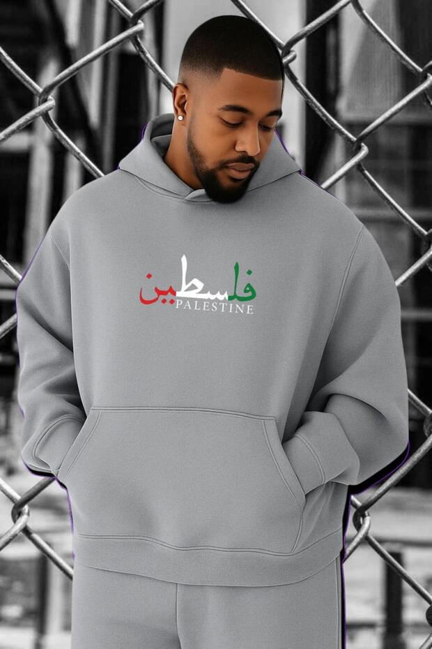 سويت شيرت كبير الحجم مطبوع عليه فلسطين