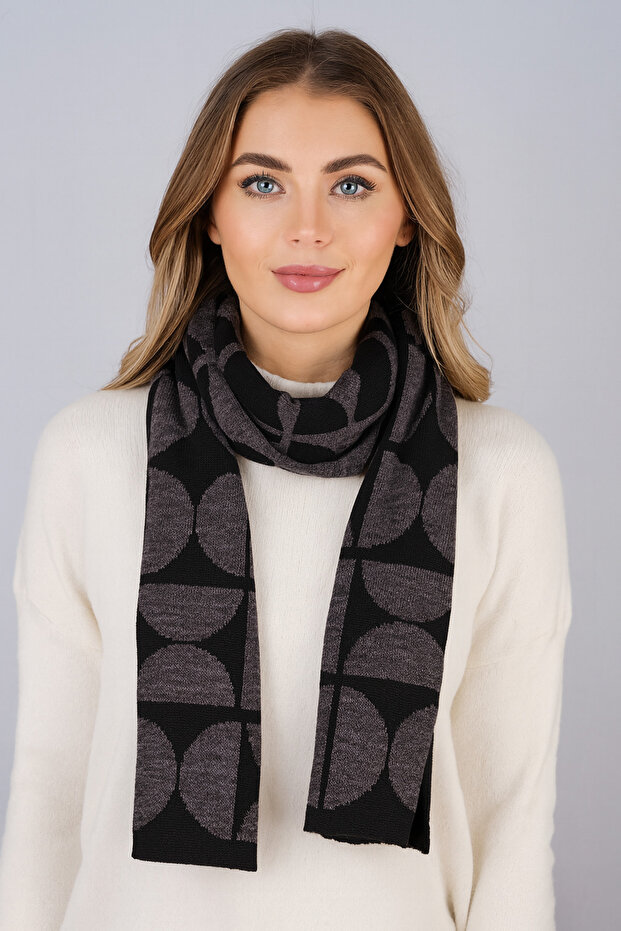 Eșarfă tricotată cu model circular - 1