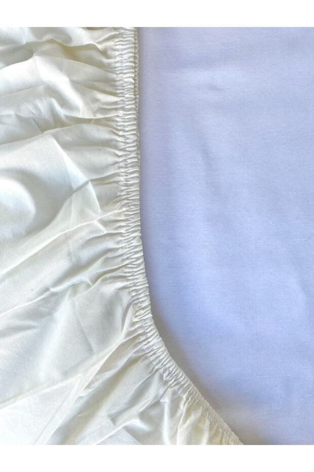 Cream Elastic Sheet Set Solid Color Cotton-Pillow Case Single-Double-Blanket - 2