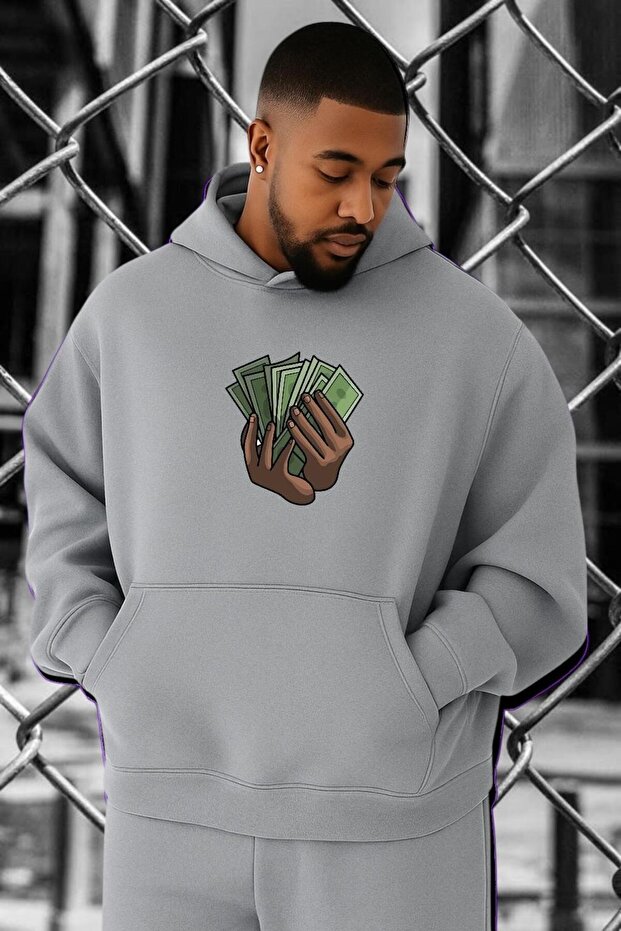 سويت شيرت مقاس كبير مطبوع عليه PARA MONEY