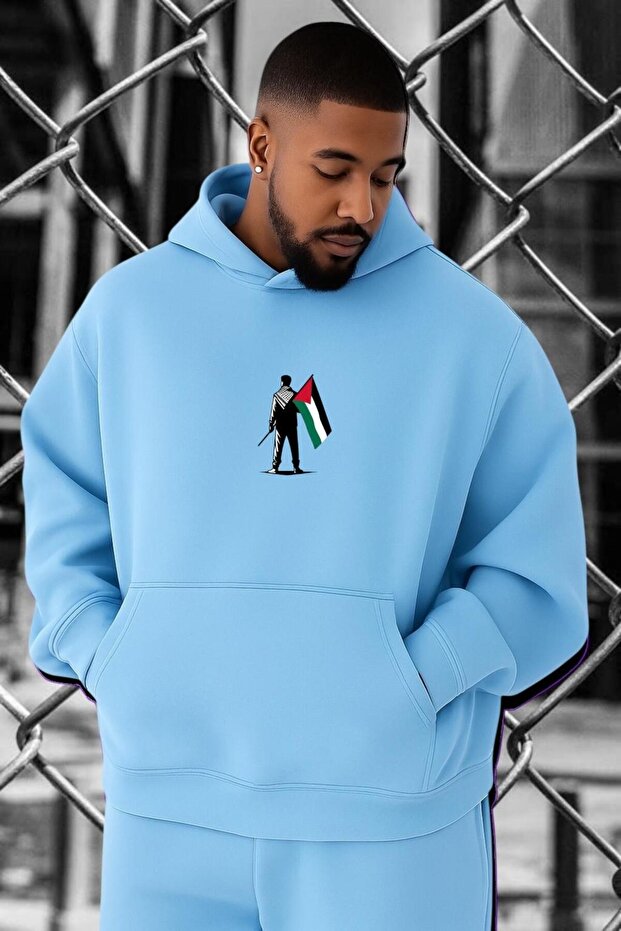 سويت شيرت كبير الحجم مطبوع عليه فلسطين