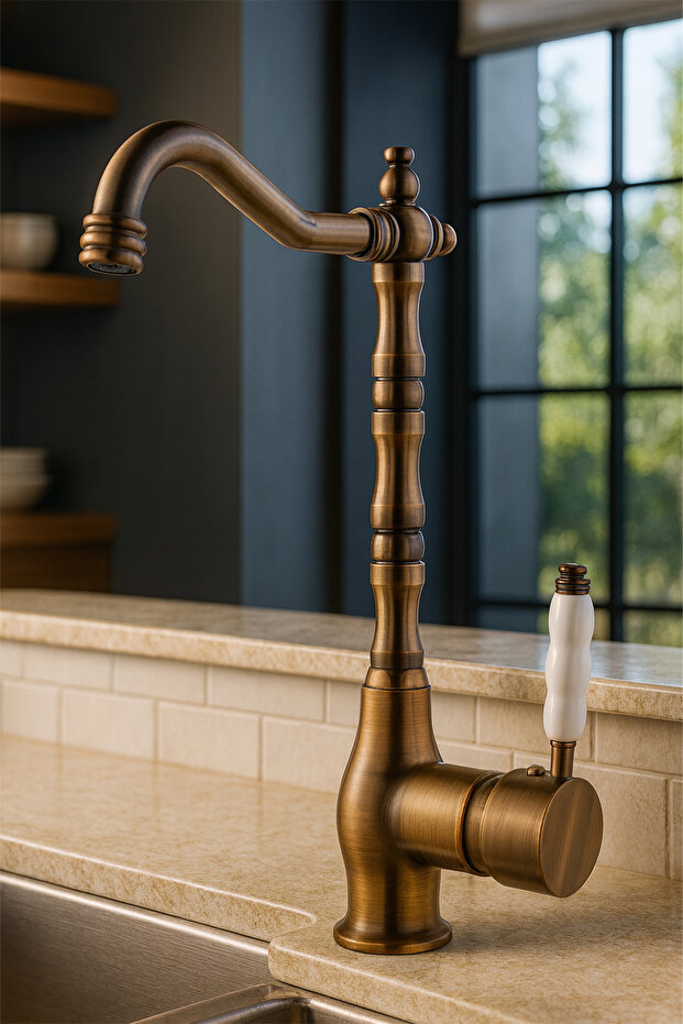 صنبور مطبخ من البورسلين العتيق من Retro Rustic Nostal