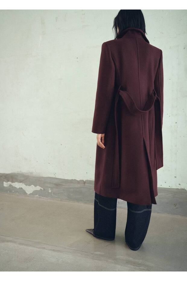 Kemerli Manteco yünlü palto - 4