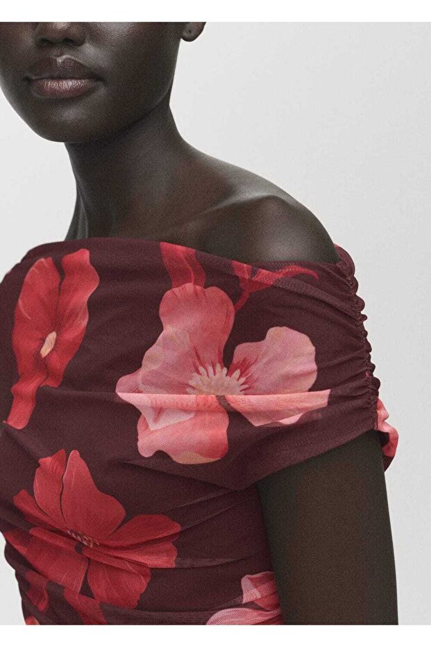 Çiçekli asimetrik elbise - 6