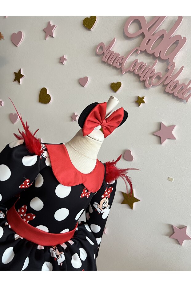 KIZ ÇOCUK MİCKEY MOUSE SİYAH ELBİSE, MİNNİE MOUSE KABARIK ELBİSE, MİCKEY MOUSE ELBİSE - 5