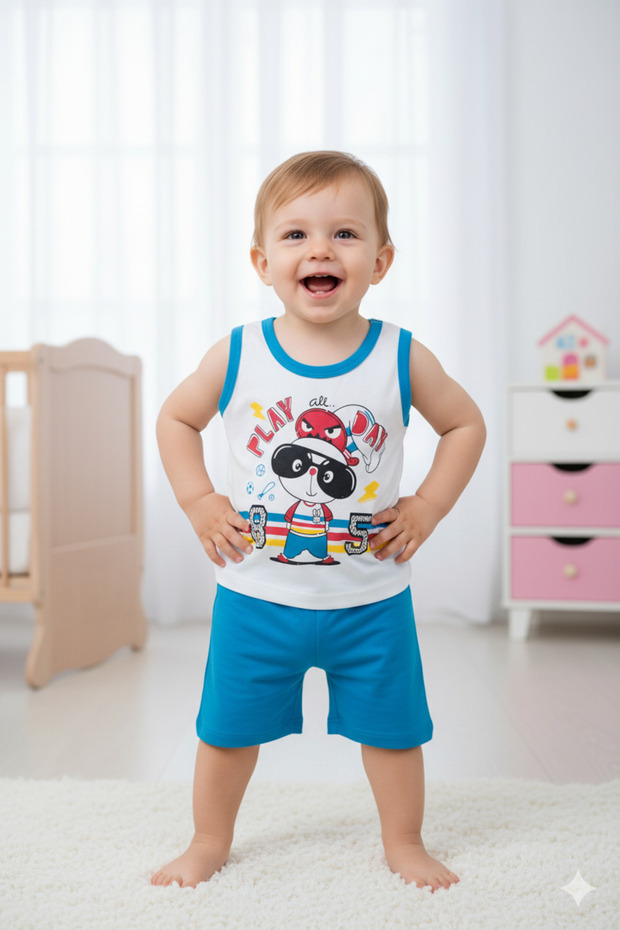 Combed Play Day Printed Men's Suit 12/24 Months