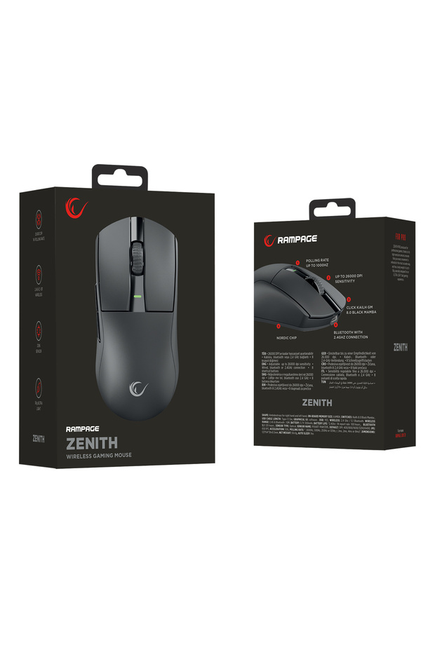 Zenith 1000 Hz Kablosuz Oyuncu Mouse-Siyah - 8