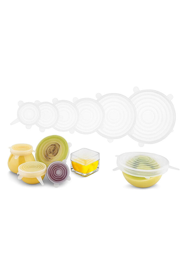 6-Piece Silicone Stretch Lids Protecting Freshness Practical Plate Silicone Pot Cover
