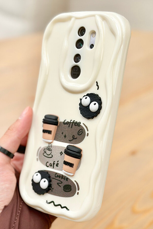 حافظة كوكي بتصميم لامع ثلاثي الأبعاد لهاتف Redmi Note 8 Pro بنمط بسكويت القهوة - 4