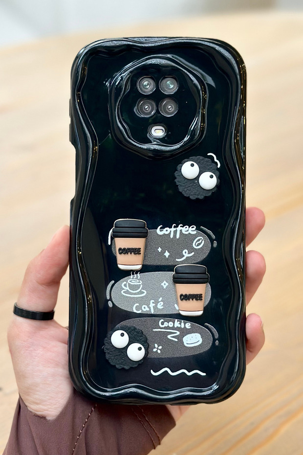 حافظة Redmi Note 9 Pro / 9s بنمط بسكويت القهوة ثلاثية الأبعاد بتصميم لامع لطيف - 2