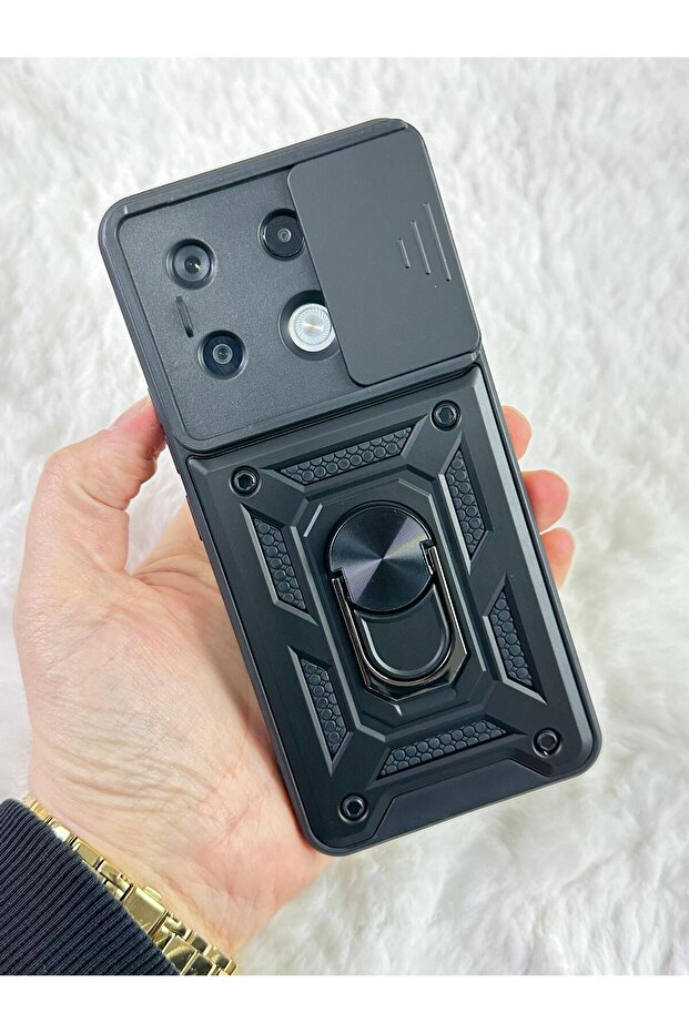 Redmi Note 13 Pro 4G - حافظة خزان مع حامل حلقي منزلق لحماية الكاميرا - 1