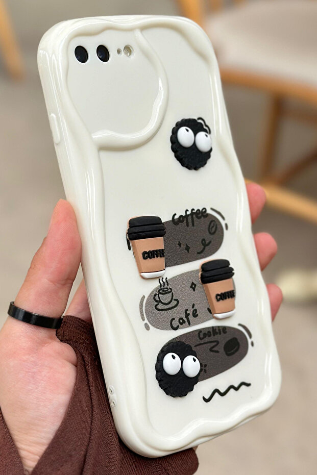 iPhone 7 Plus / 8 Plus Compatible Coffee Cookie Pattern 3D Cute Shiny Design Cookie Case - 7