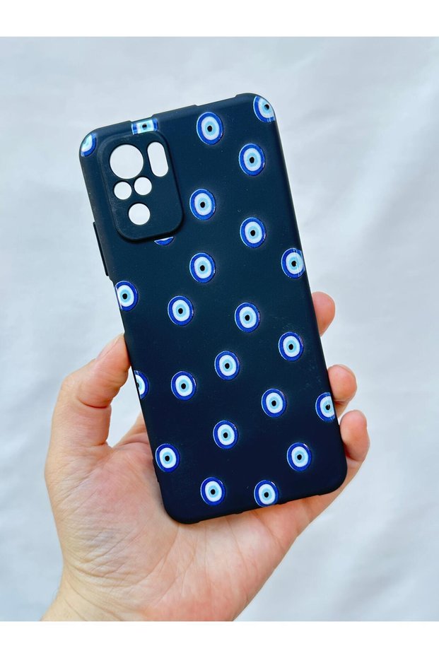 Redmi Note 10/10S Compatible Evil Eye Beaded Patterned Silicone Shock-Absorbing Classic Protected Rubber Case