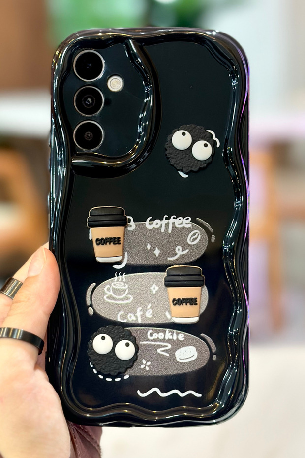 Samsung Galaxy A54 Coffee Cookie Pattern 3D Cute Shiny Design Cookie Case - 2