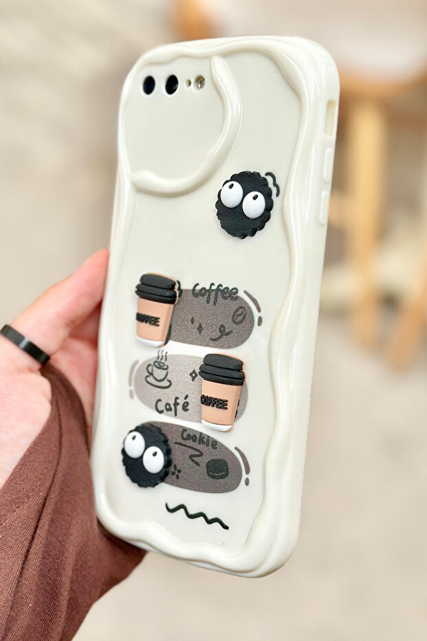 iPhone 7 Plus / 8 Plus Compatible Coffee Cookie Pattern 3D Cute Shiny Design Cookie Case - 4