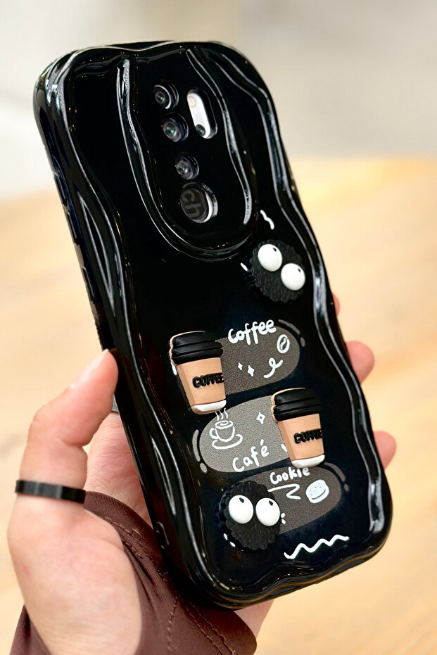 حافظة كوكي بتصميم لامع ثلاثي الأبعاد لهاتف Redmi Note 8 Pro بنمط بسكويت القهوة - 3