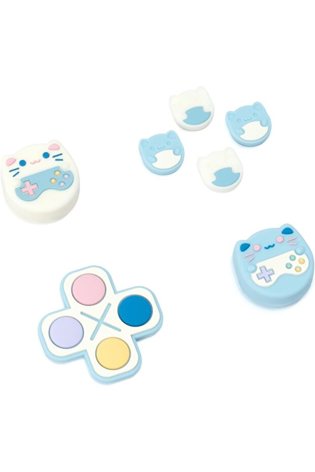 Silicone Cross D Pad Button Caps Set Joystick Cover Abxy Key Buttons Sticker Compatible Switch/Oled - 1