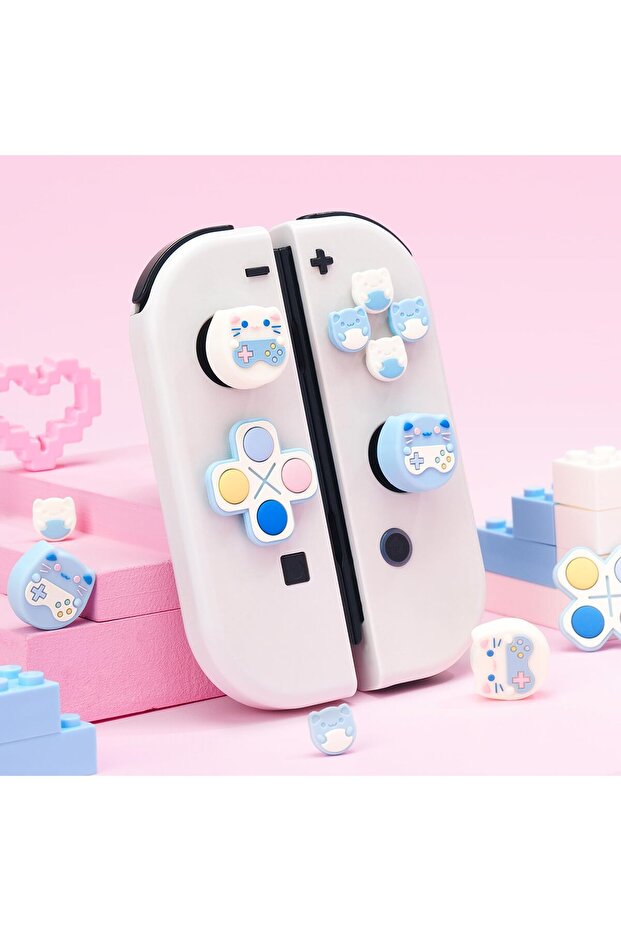 Silicone Cross D Pad Button Caps Set Joystick Cover Abxy Key Buttons Sticker Compatible Switch/Oled - 6