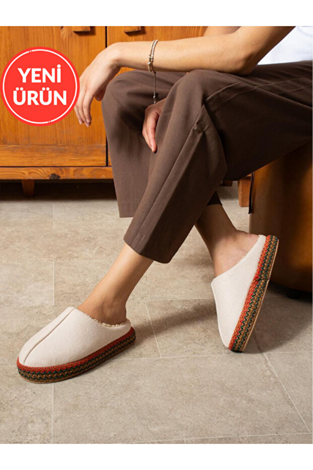 Embroidered Furry Inside High-Soled Women's Home Slippers Dowry Bundle Slippers Stc1151