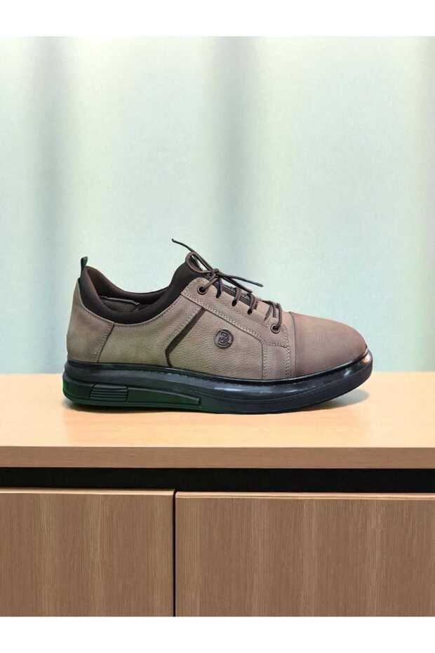 Men's Khaki Leather Imported Sole Casual Shoes for Daily and Office Environment