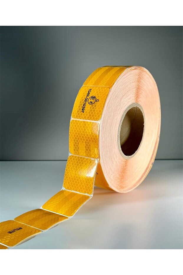 Tüvtürk Approved Reflective Vehicle Auto Truck Reflective Phosphorescent Strip Tape Yellow Warning Tape with Cutouts 1 Mt