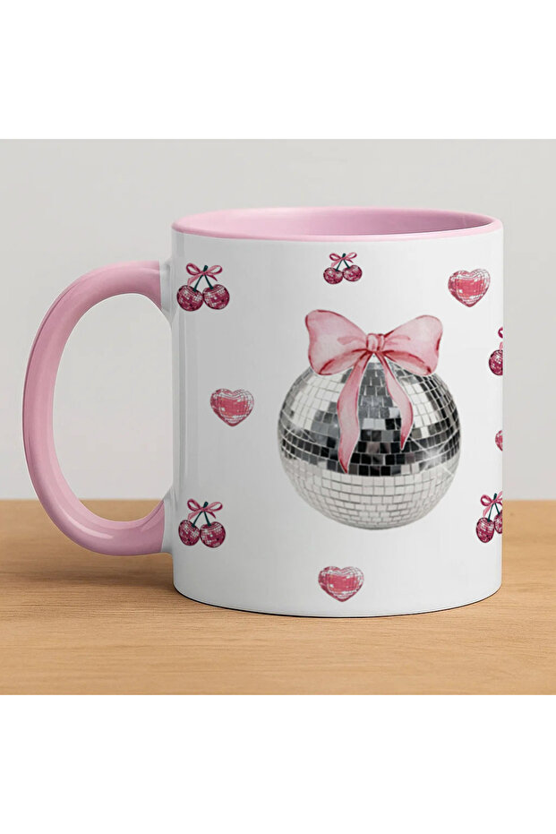 كوب وردي منقوش بكرة ديسكو - 1