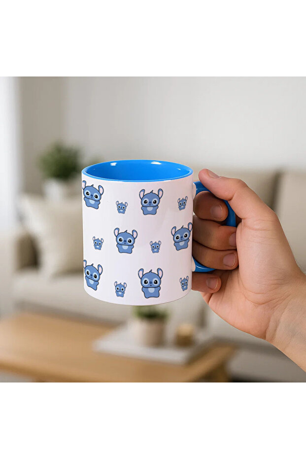 Blue Mug with Character Pattern - 1