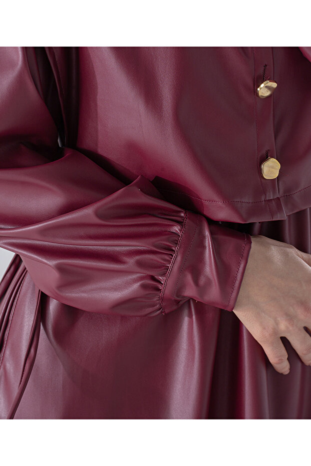 Deri Kumaş Elbise - 5