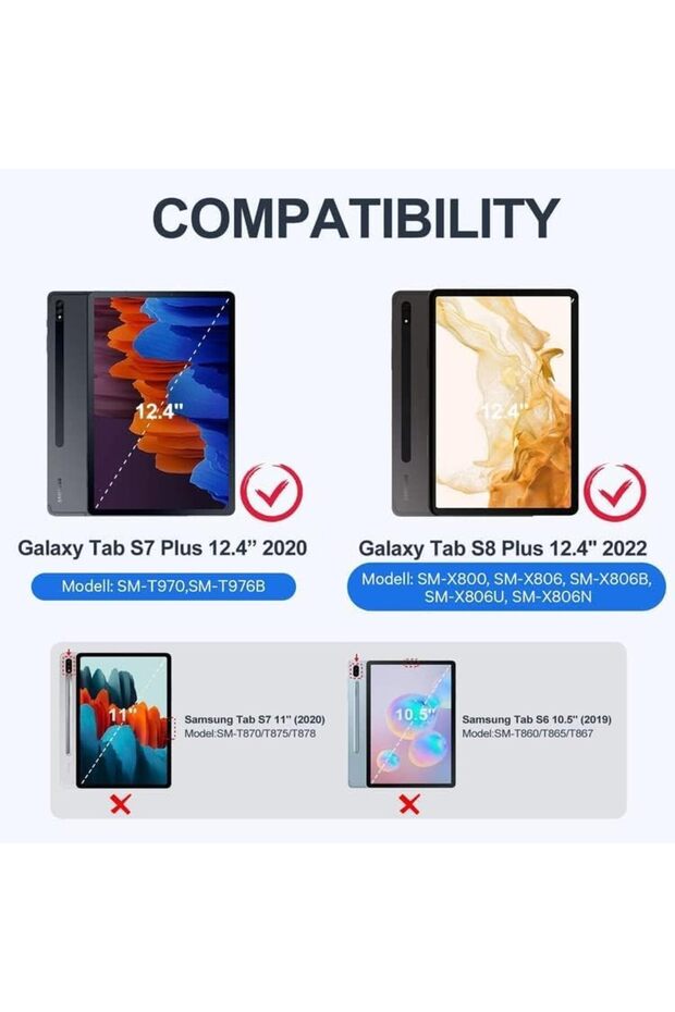 New Case Compatible for Galaxy Tab S8 Plus/S7 Plus Keyboard Case - 3