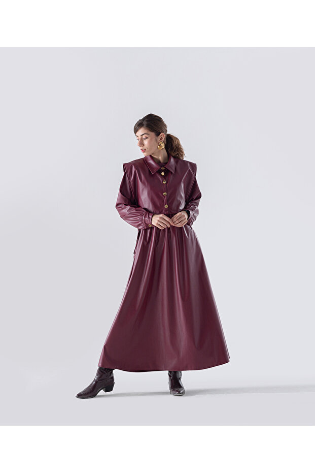 Deri Kumaş Elbise - 1