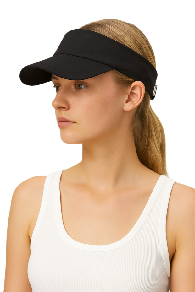 Women Adjustable Summer Sunny Black Color Sport Visor Hat for Outdoor and Beach Use