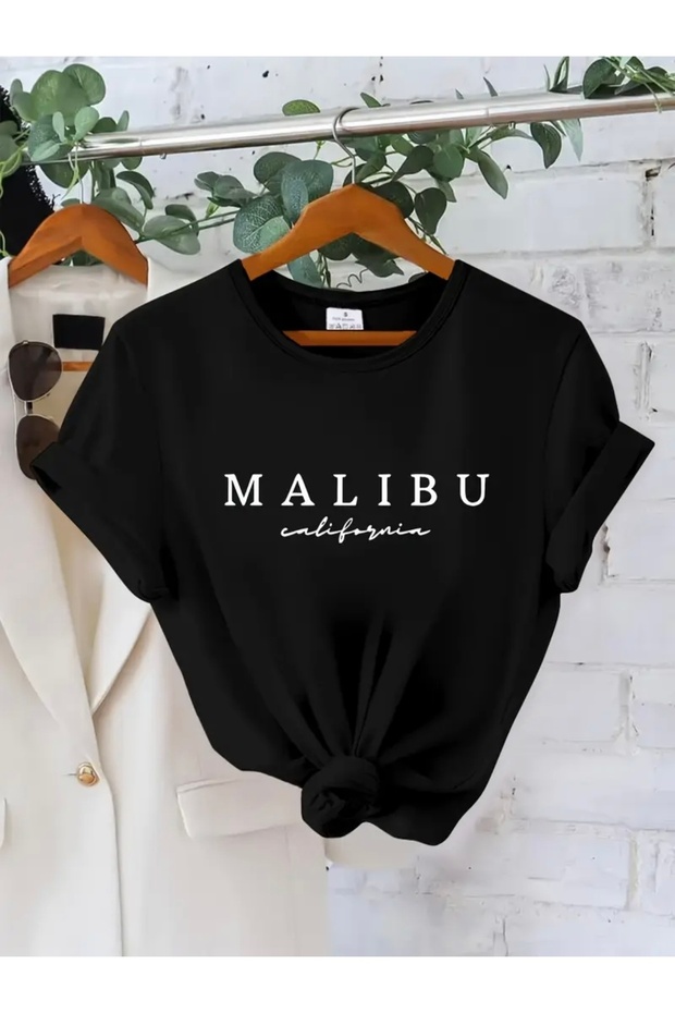 Malibu California Printed Oversize Crew Neck T-Shirt