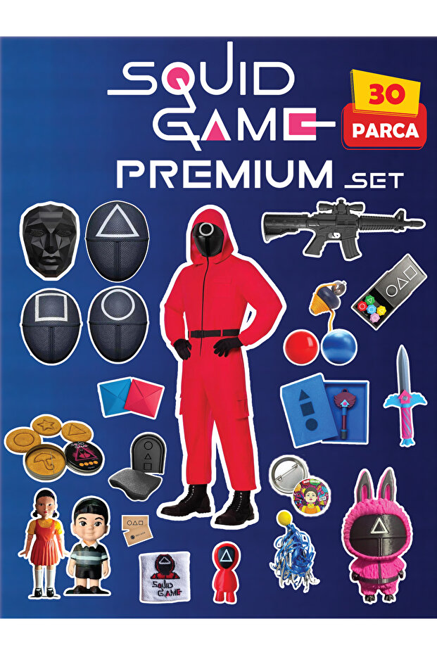 Squid Game Premium Kostüm Seti - Squid Game 1-2-3 Tüm Oyunlar ve Kostüm - 1